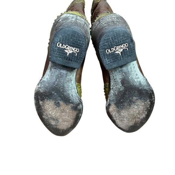 Old Gringo Brown & Green Studed Boots Women Size 6.5B - Picture 10 of 13